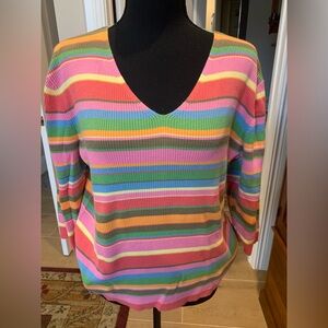 Talbots Multicolor Striped Cotton Sweater